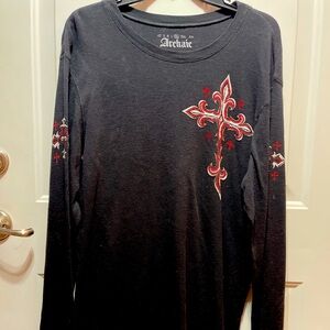 Affliction Archaic Redemption men’s XL long sleeve waffle shirt.